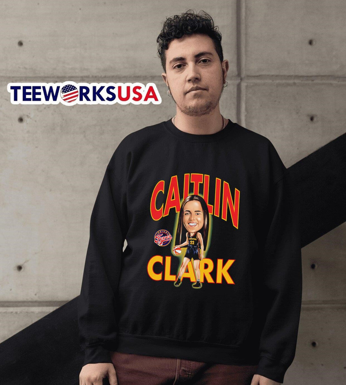 Playa Society Caitlin Clark caricature - Adult & Kids T-Shirts, Sweatshirts & Hoodies apparel design preview 6