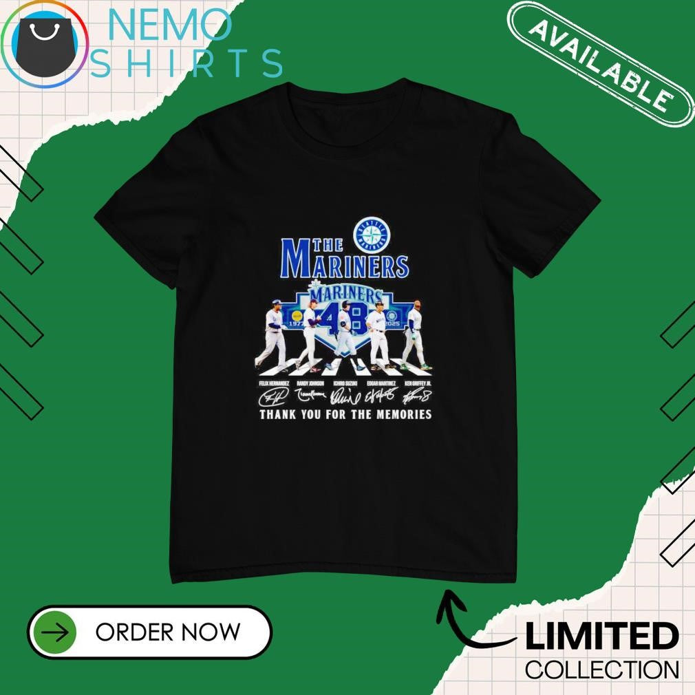 The Seattle Mariners 48th anniversary 1977 2025 thank - Adult & Kids T-Shirts, Sweatshirts & Hoodies apparel design preview 1