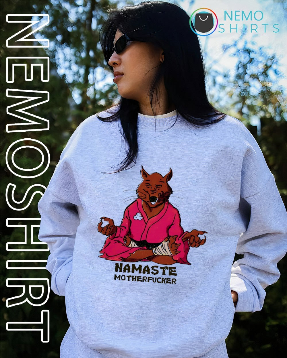 Master Splinter Ninja meditating - Adult & Kids T-Shirts, Sweatshirts & Hoodies apparel design preview 2