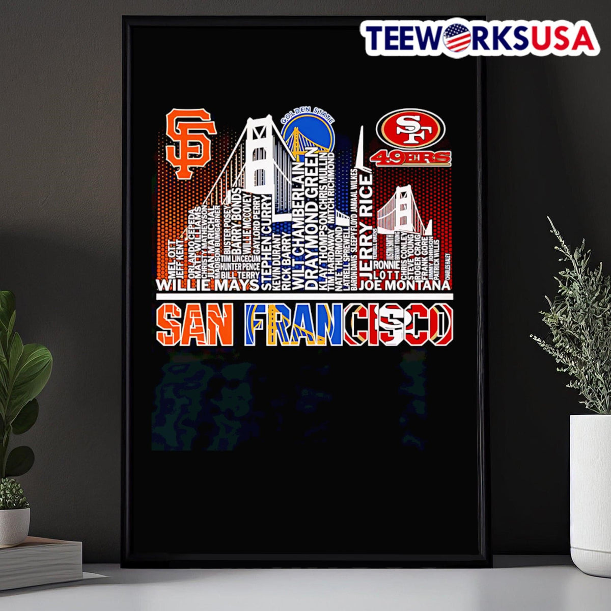 Skyline San Francisco sports team players name - Adult & Kids T-Shirts, Sweatshirts & Hoodies apparel design preview 5