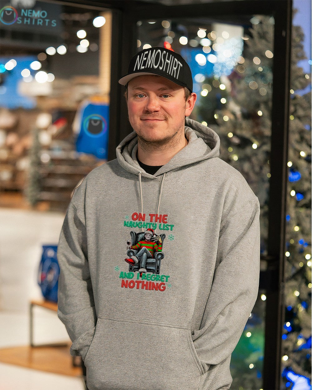 On the naughty list and I regret nothing Freddy - Adult & Kids T-Shirts, Sweatshirts & Hoodies apparel design preview 3