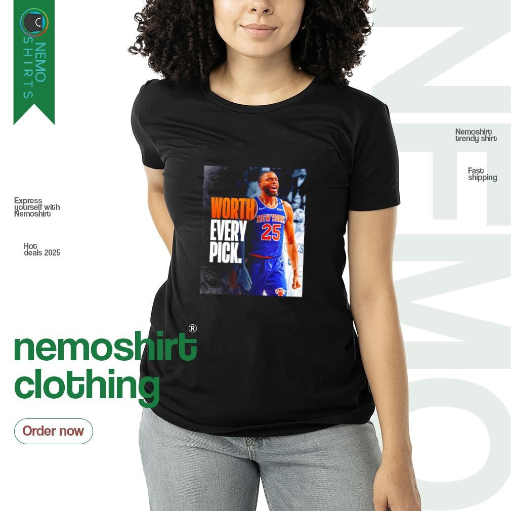 Worth every pick Mikal Bridges New York Knicks - Adult & Kids T-Shirts, Sweatshirts & Hoodies apparel design preview 3