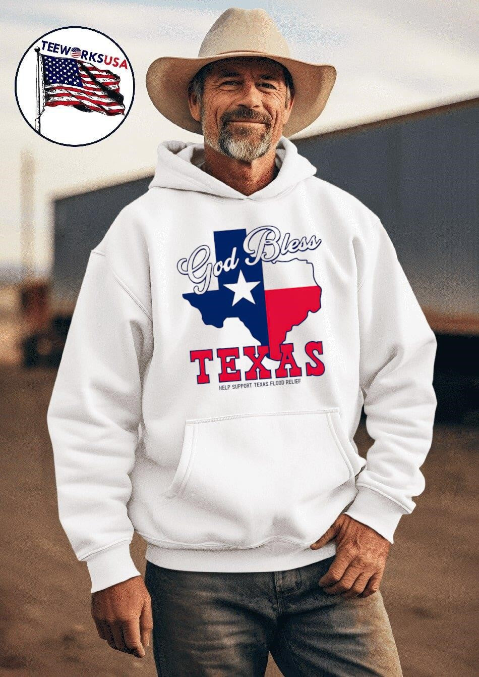 God bless Texas State help support flood relief - Adult & Kids T-Shirts, Sweatshirts & Hoodies apparel design preview 2