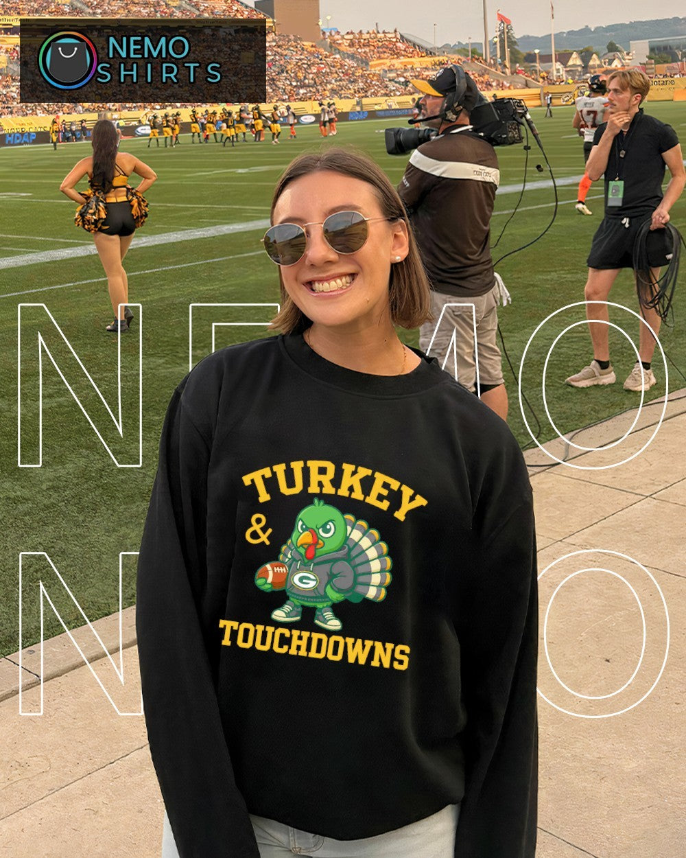 Turkey and touchdowns Green Bay Packers football - Adult & Kids T-Shirts, Sweatshirts & Hoodies apparel design preview 6
