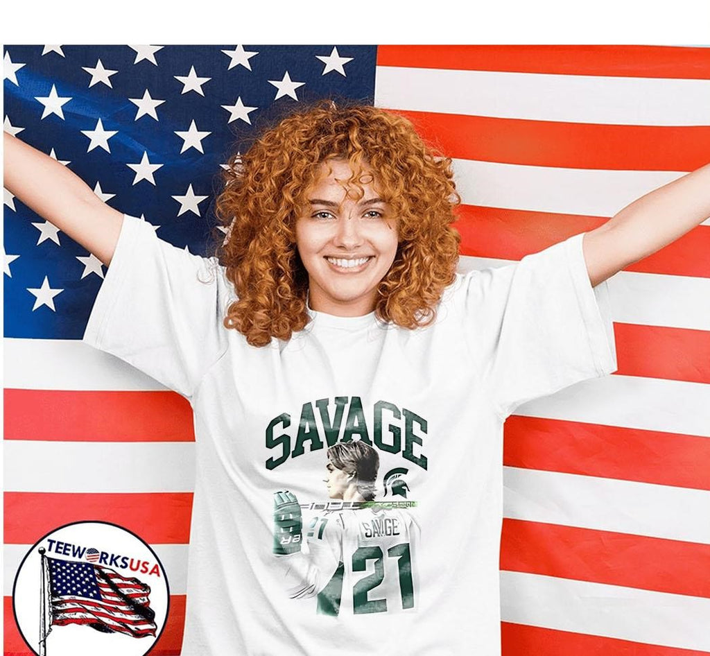 Savage #21 Michigan State Spartans Hockey Player - Adult & Kids T-Shirts, Sweatshirts & Hoodies apparel design preview 7