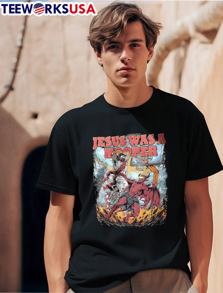 Jesus Was A Hooper And Devil Basketball Slam Dunk - Adult & Kids T-Shirts, Sweatshirts & Hoodies apparel design preview 1