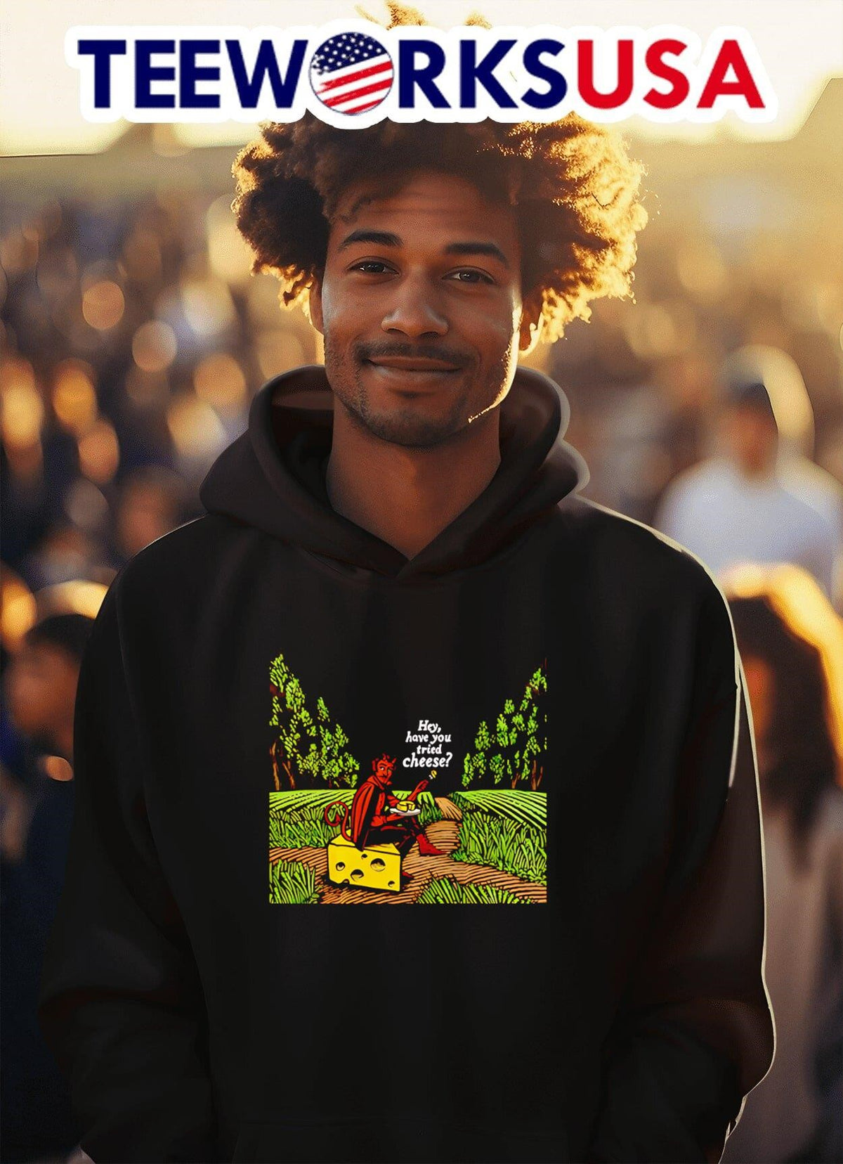 Hey have you tried cheese devil - Adult & Kids T-Shirts, Sweatshirts & Hoodies apparel design preview 2