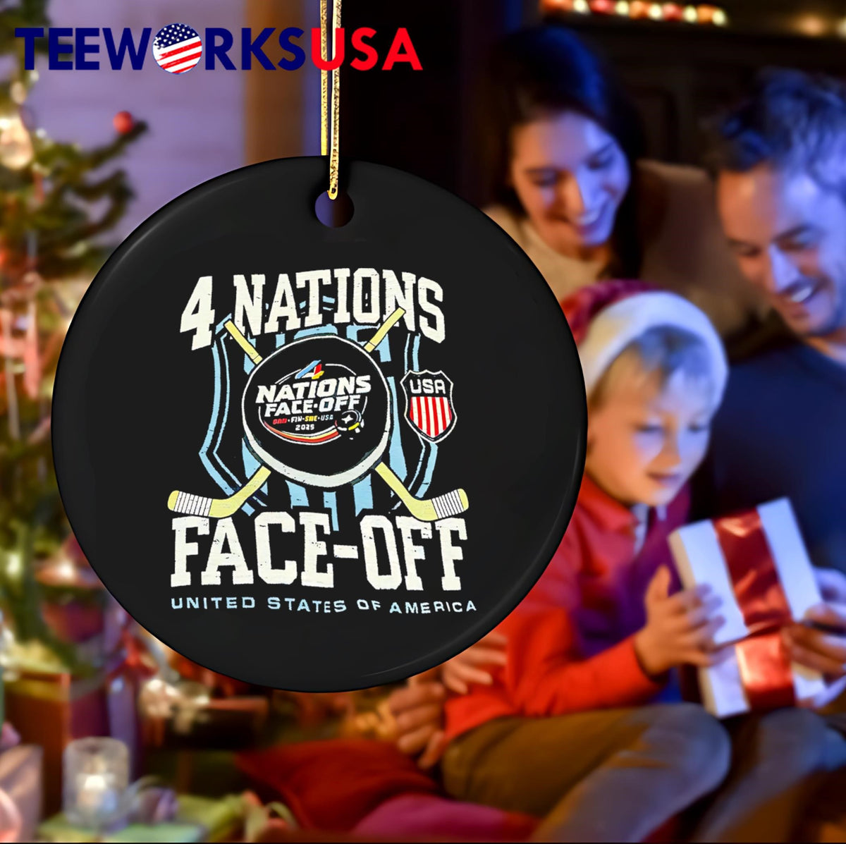 4 Nations Face Off United States of America hockey - Adult & Kids T-Shirts, Sweatshirts & Hoodies apparel design preview 4