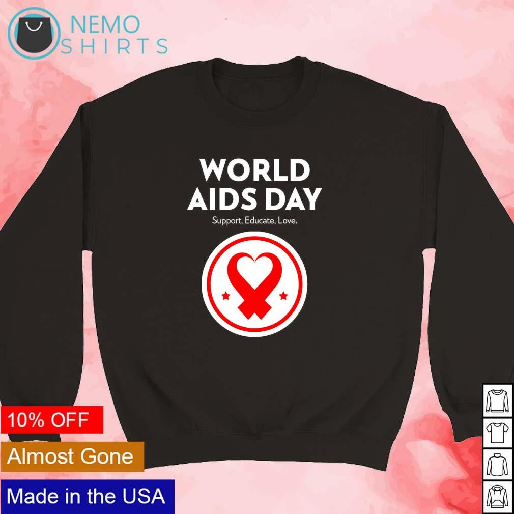 World Aids day support educate love - Adult & Kids T-Shirts, Sweatshirts & Hoodies apparel design preview 3