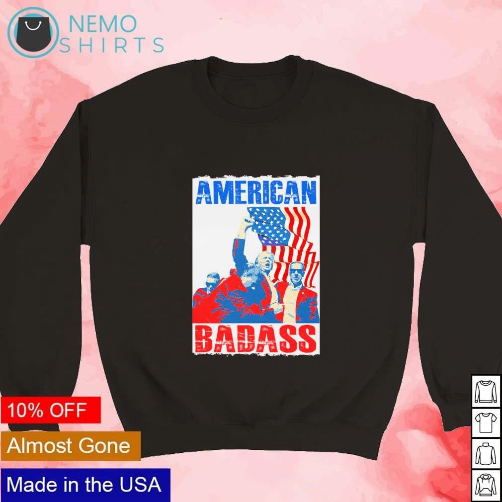 American badass Trump shot - Adult & Kids T-Shirts, Sweatshirts & Hoodies apparel design preview 3