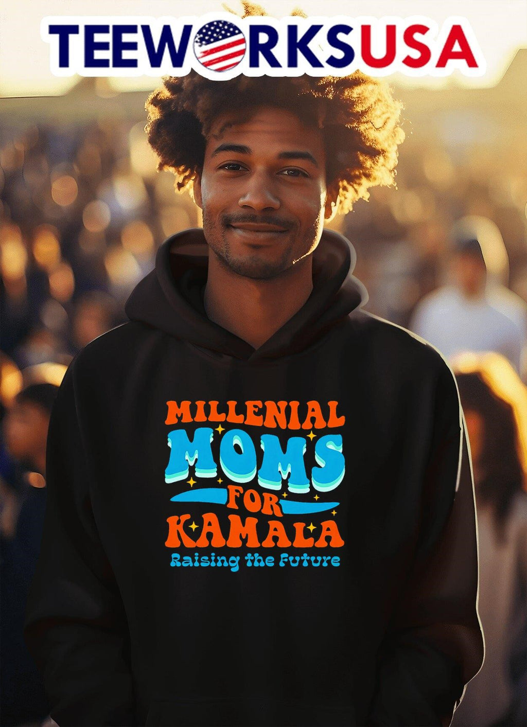 Millennial moms for Kamala Harris raising the future - Adult & Kids T-Shirts, Sweatshirts & Hoodies apparel design preview 2