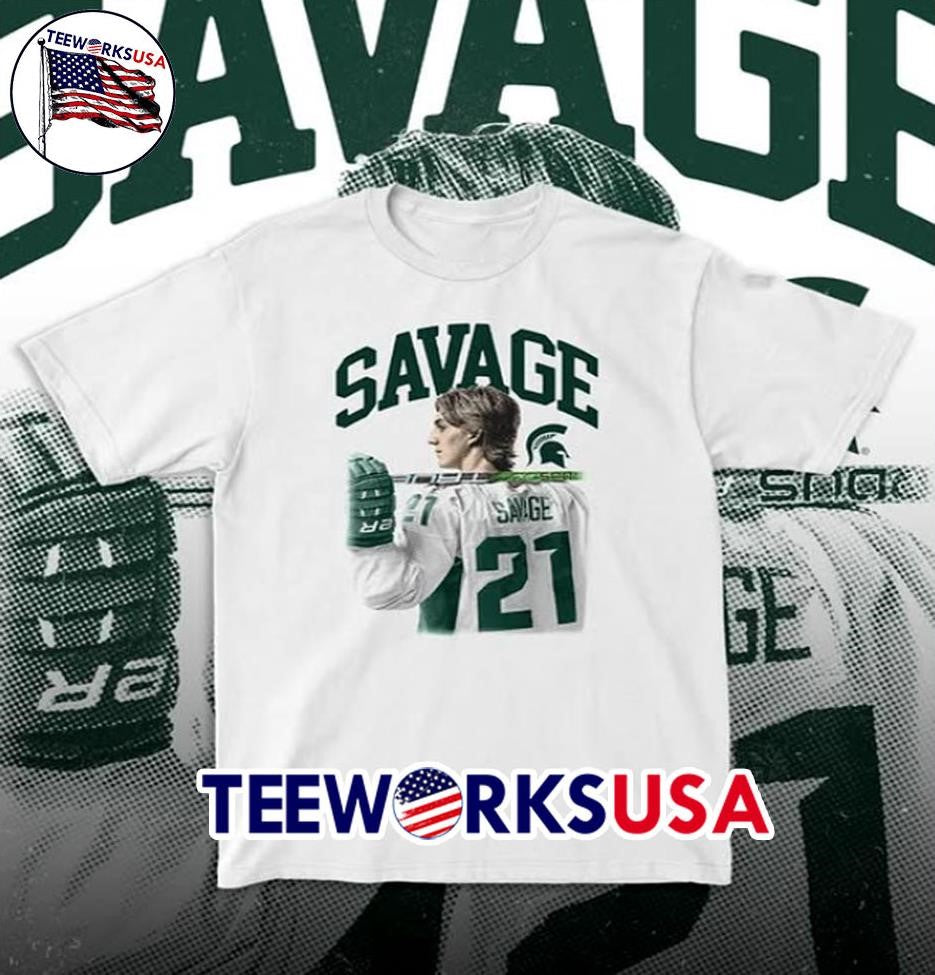 Savage #21 Michigan State Spartans Hockey Player - Adult & Kids T-Shirts, Sweatshirts & Hoodies apparel design preview 1