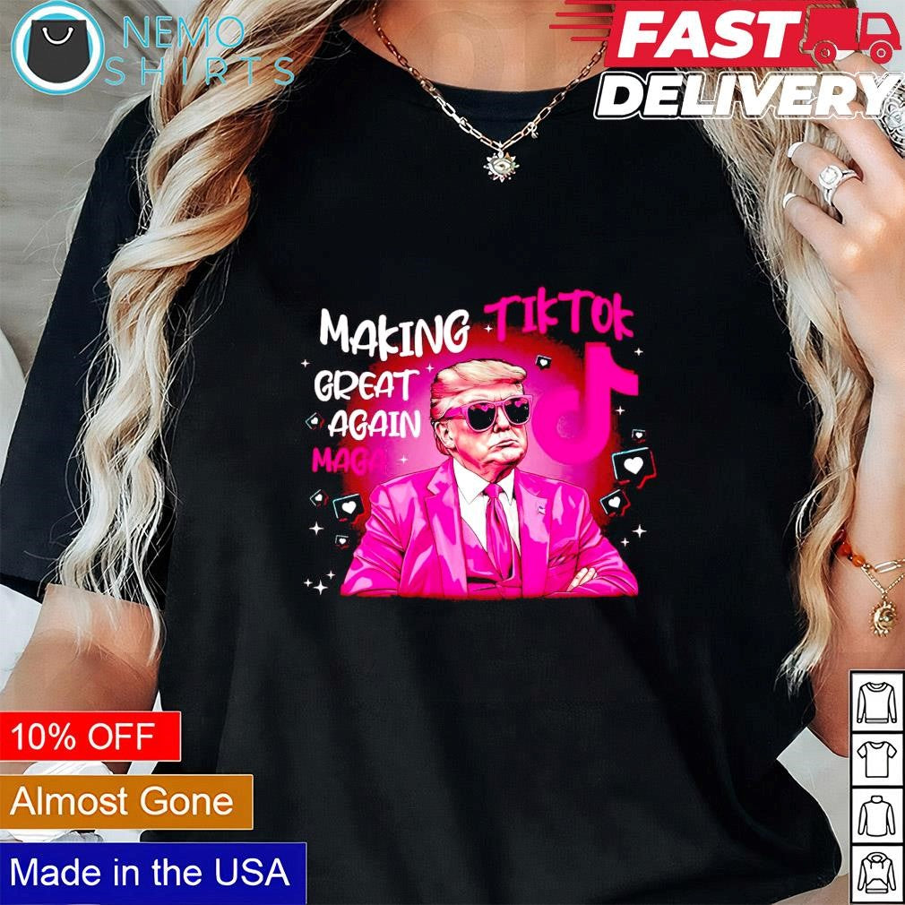 Trump pink making Tiktok great again Maga - Adult & Kids T-Shirts, Sweatshirts & Hoodies apparel design preview 1