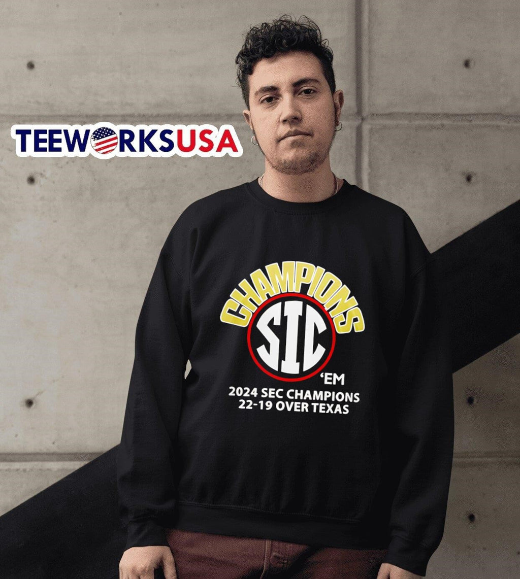 Georgia Bulldogs Sic 'em Champions SEC 2024 - Adult & Kids T-Shirts, Sweatshirts & Hoodies apparel design preview 6
