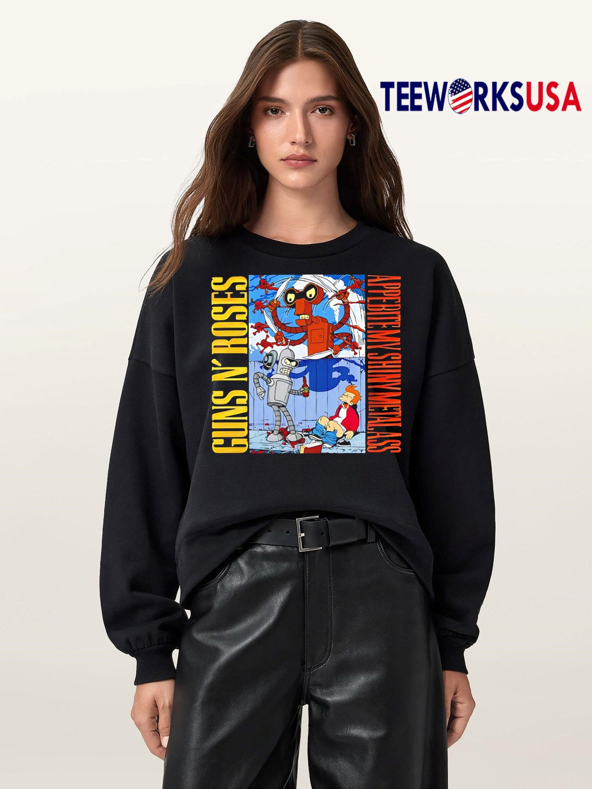 Guns n' roses appebite my shiny metal ass graphic - Adult & Kids T-Shirts, Sweatshirts & Hoodies apparel design preview 5