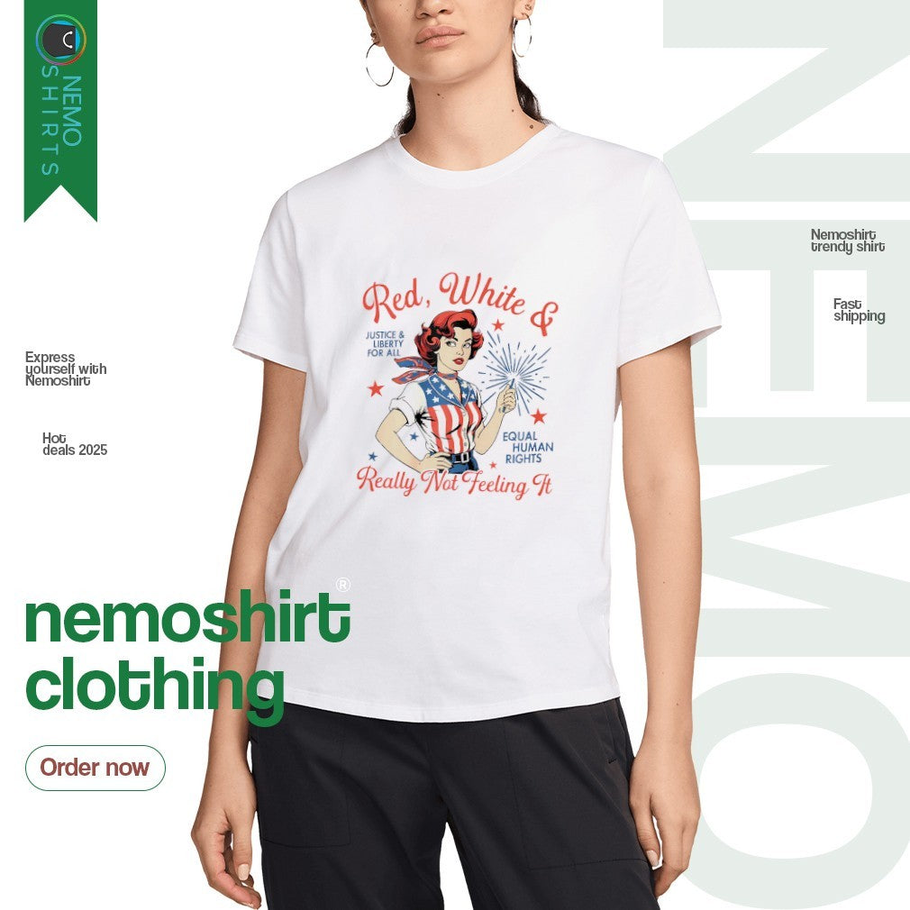 Red white and really not feeling it 4th of July equal - Adult & Kids T-Shirts, Sweatshirts & Hoodies apparel design preview 3