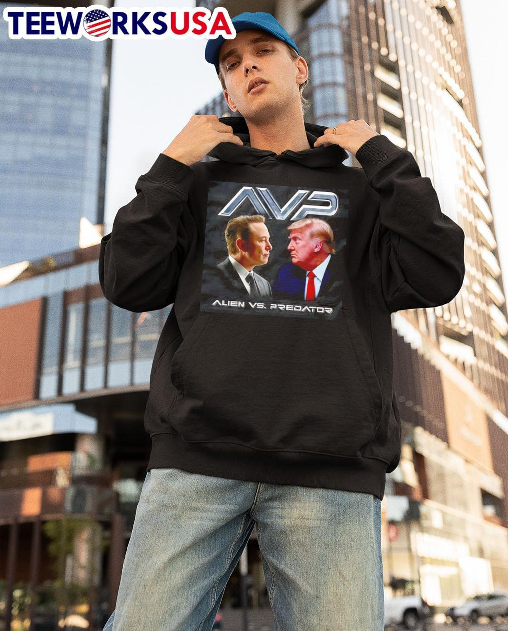 AVP Alien vs Predator Trump Elon - Adult & Kids T-Shirts, Sweatshirts & Hoodies apparel design preview 3