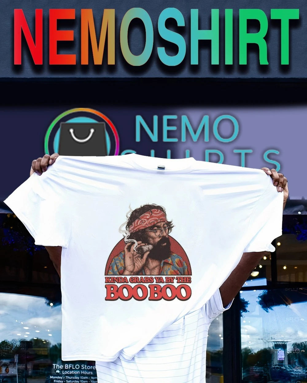Cheech Marin Kinda Grabs Ya by the BooBoo - Adult & Kids T-Shirts, Sweatshirts & Hoodies apparel design preview 1