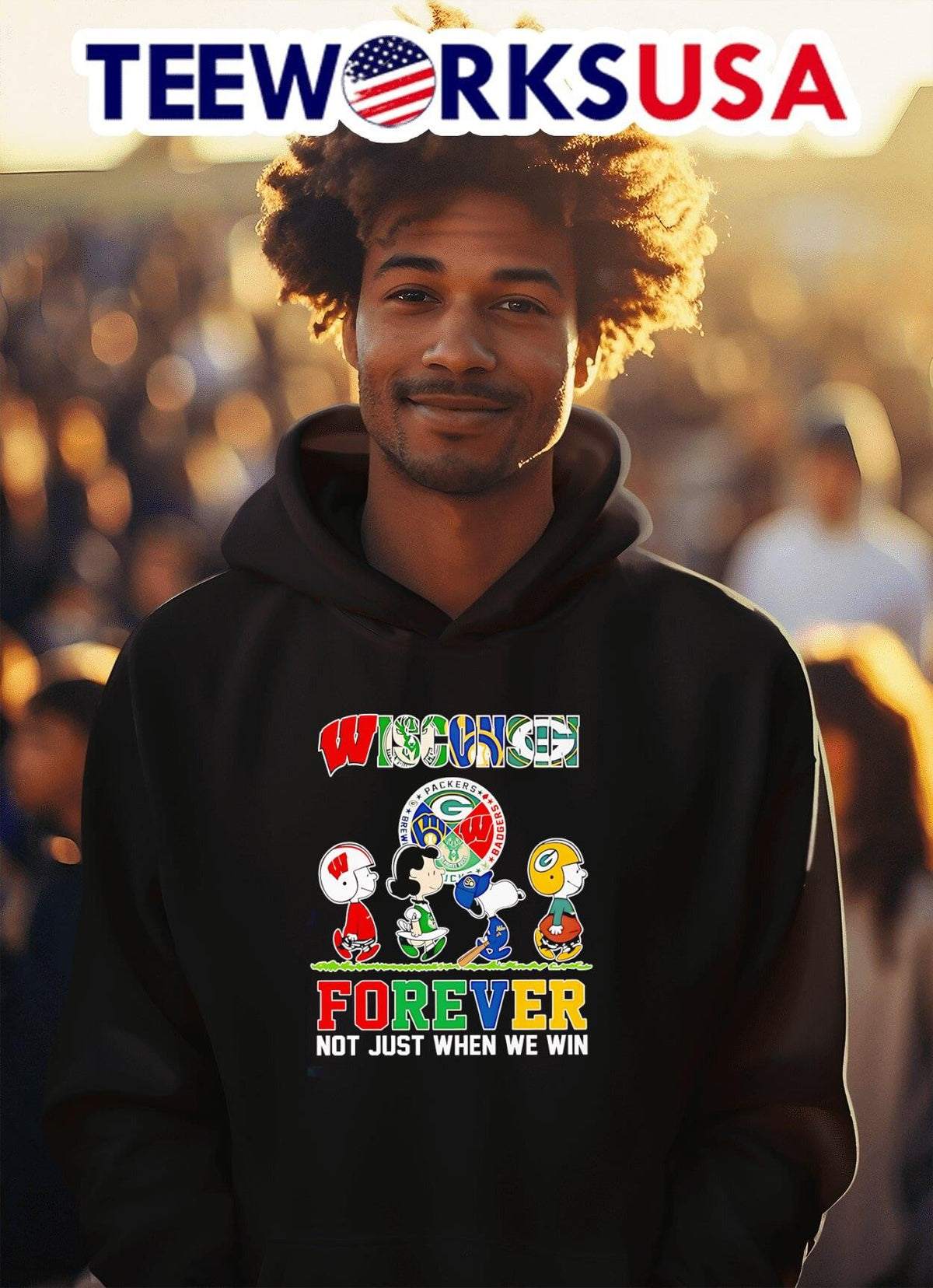 Peanuts Wisconsin forever not just when we win - Adult & Kids T-Shirts, Sweatshirts & Hoodies apparel design preview 2