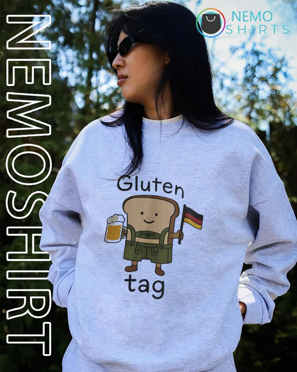 Gluten Tag Bread Character with German Flag and Beer - Adult & Kids T-Shirts, Sweatshirts & Hoodies apparel design preview 2