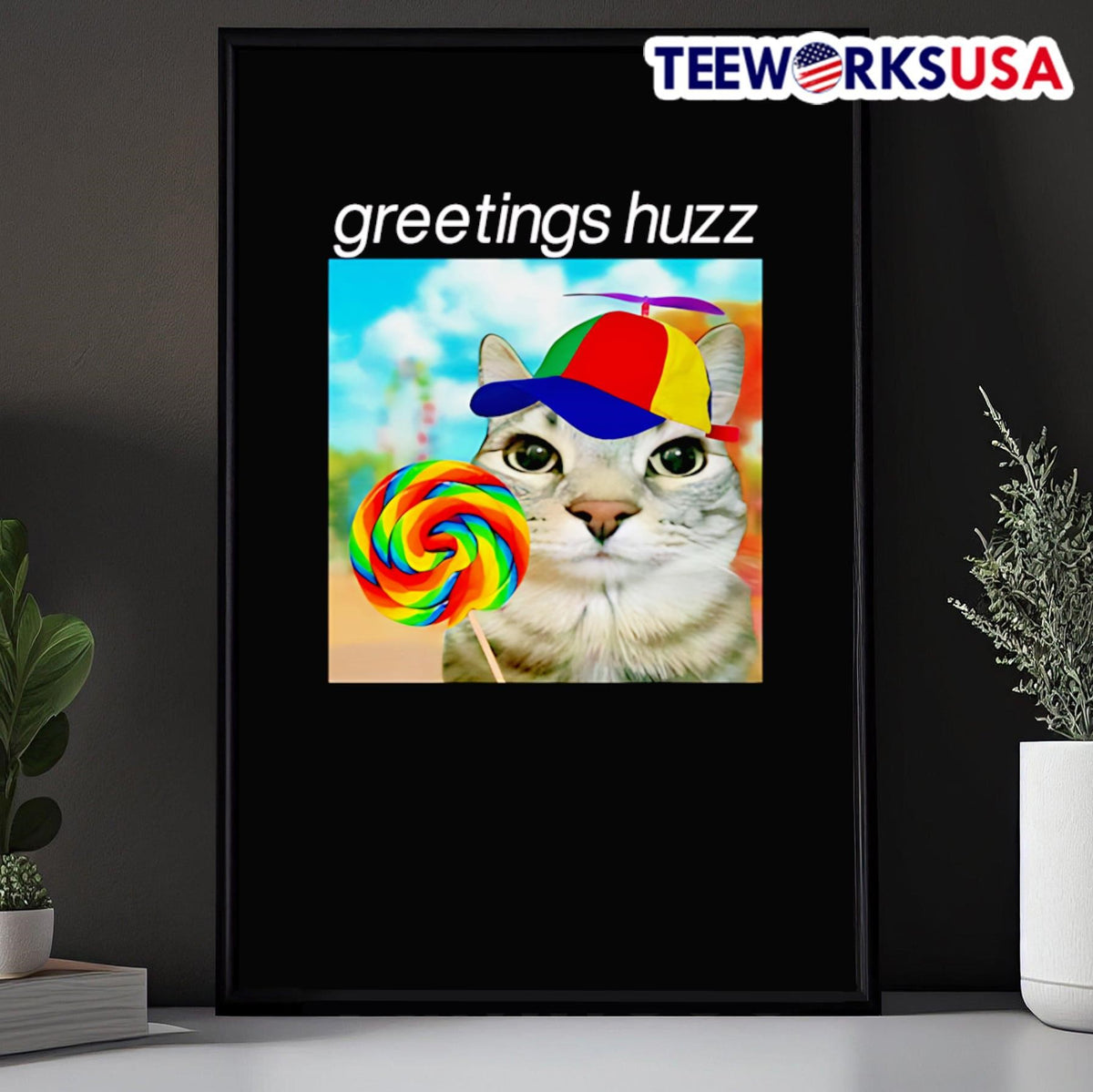 Lorazier Greetings Huzz Cat - Adult & Kids T-Shirts, Sweatshirts & Hoodies apparel design preview 5