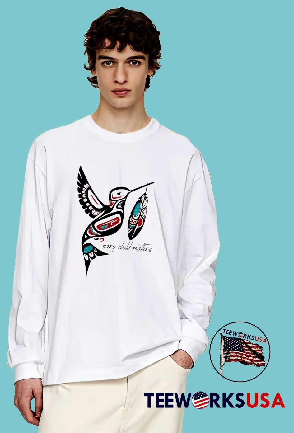 Every Child Matters Hummingbird with Feather Native - Adult & Kids T-Shirts, Sweatshirts & Hoodies apparel design preview 4