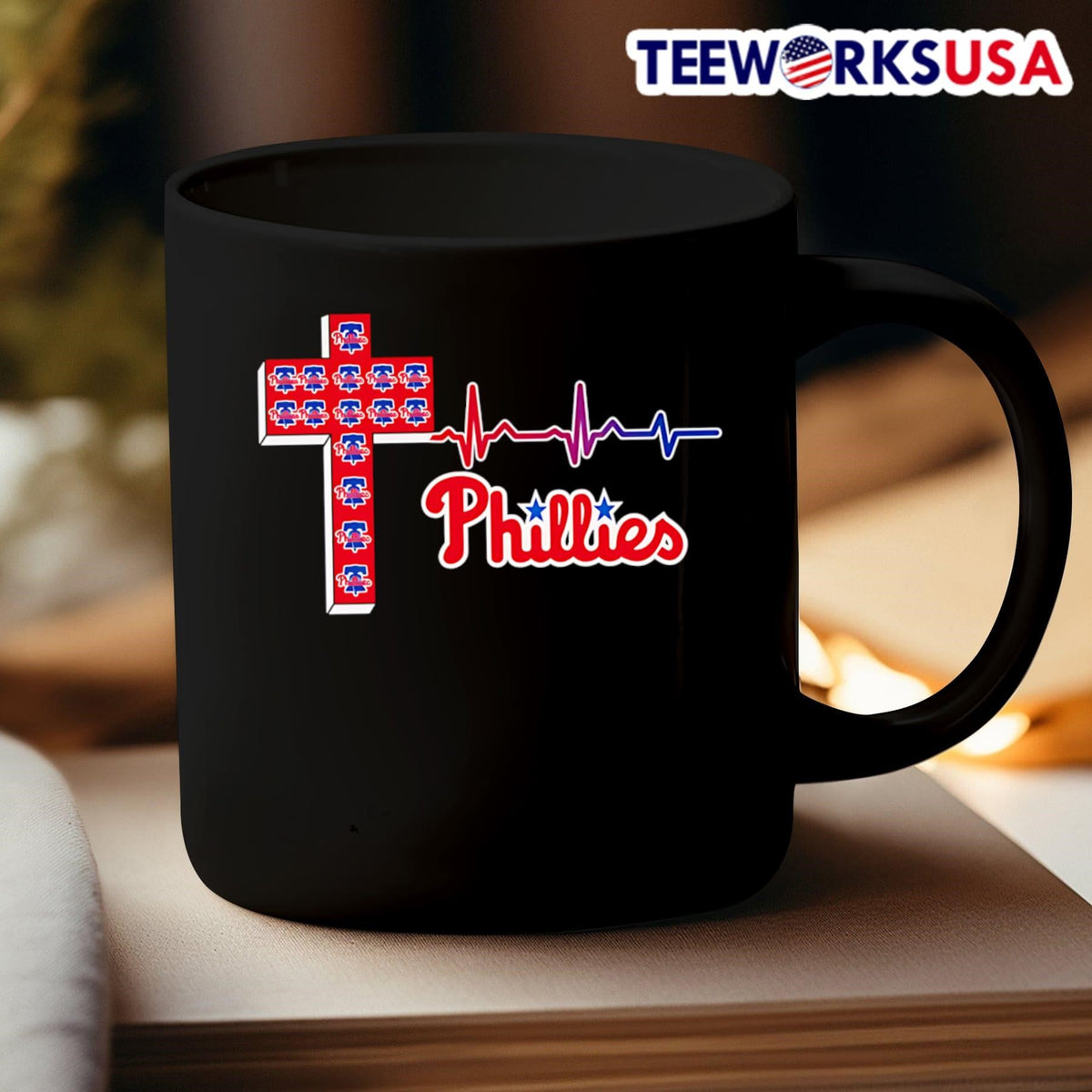 Cross heartbeat Philadelphia Phillies - Adult & Kids T-Shirts, Sweatshirts & Hoodies apparel design preview 3