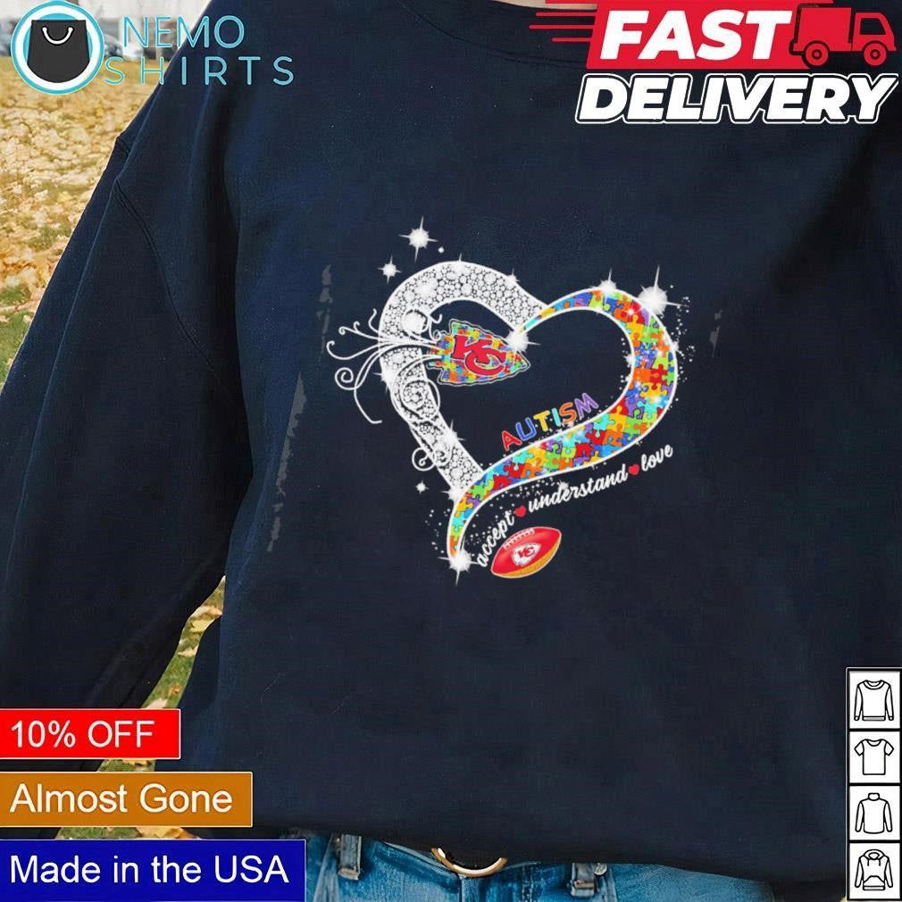 Kansas City Chiefs Autism accept understand love - Adult & Kids T-Shirts, Sweatshirts & Hoodies apparel design preview 1