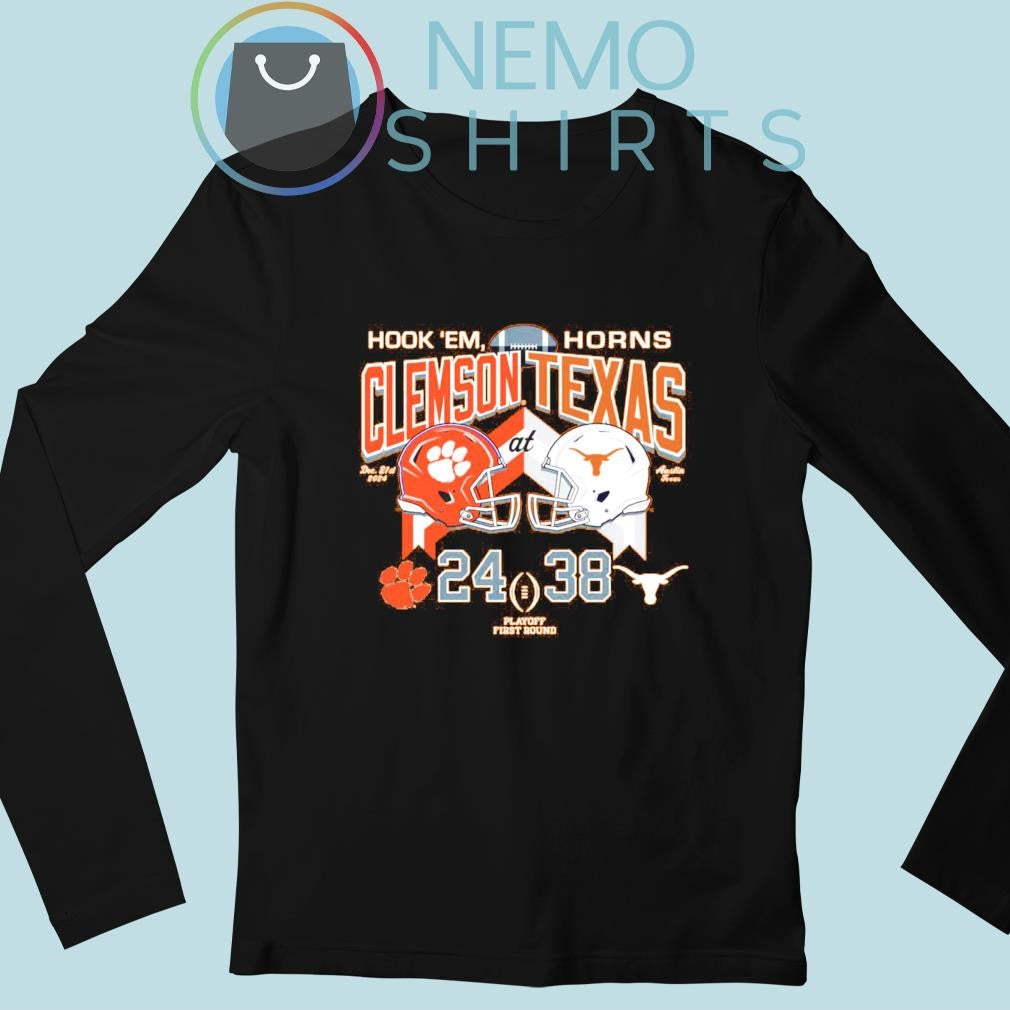 Hook 'em horns Texas Longhorns vs Clemson Tigers 2024 - Adult & Kids T-Shirts, Sweatshirts & Hoodies apparel design preview 3
