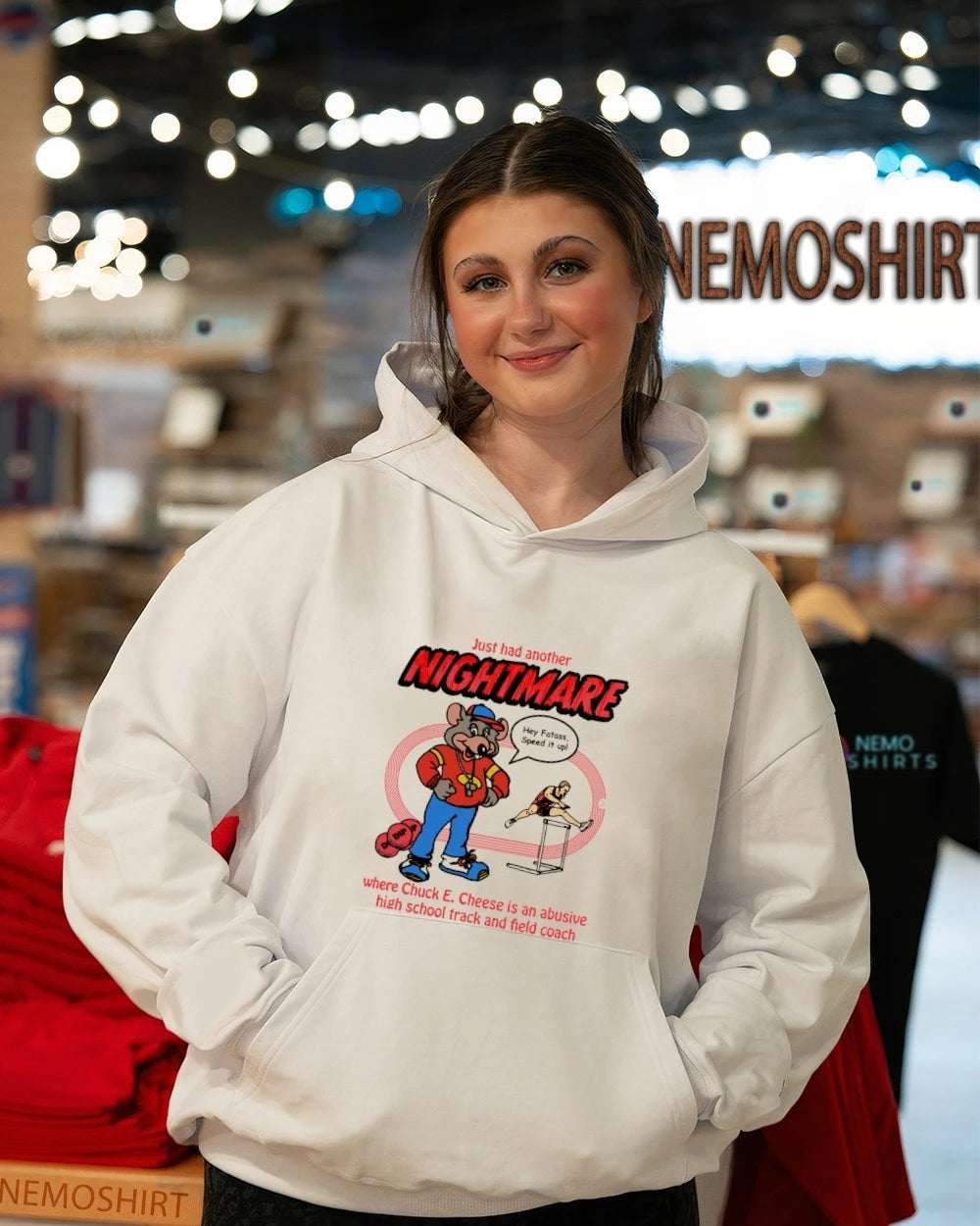 Chuck E Cheese Abusive High School Track and Field - Adult & Kids T-Shirts, Sweatshirts & Hoodies apparel design preview 3