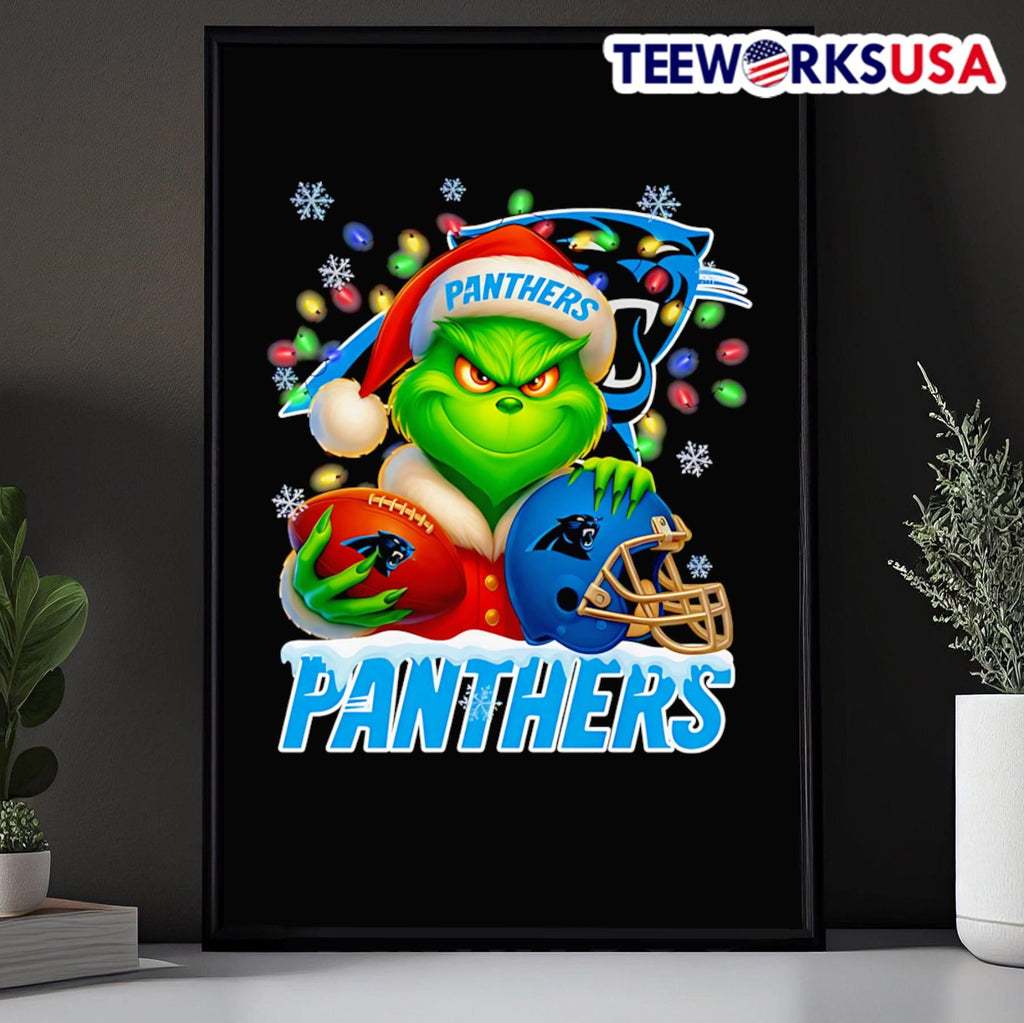 Santa Christmas Grinch Carolina Panthers holding - Adult & Kids T-Shirts, Sweatshirts & Hoodies apparel design preview 5