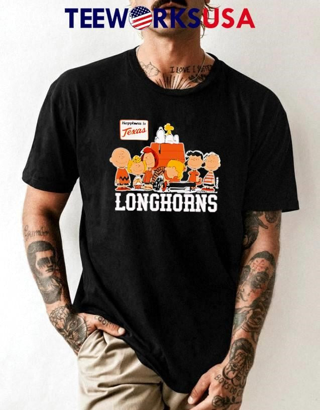 Texas Longhorn The Peanuts Happiness - Adult & Kids T-Shirts, Sweatshirts & Hoodies apparel design preview 1