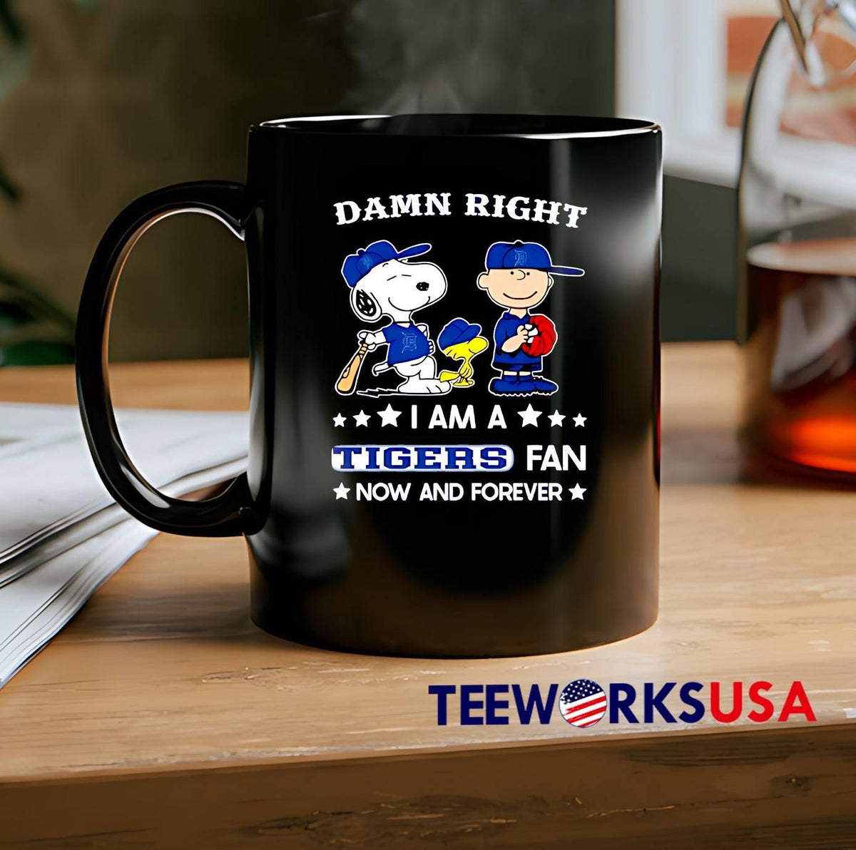Damn Right I Am A Tigers Fan Now and Forever Snoopy - Adult & Kids T-Shirts, Sweatshirts & Hoodies apparel design preview 2