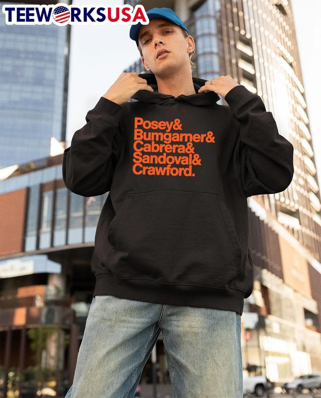 San Francisco Giants Legends Posey Bumgarner Cabrera - Adult & Kids T-Shirts, Sweatshirts & Hoodies apparel design preview 3