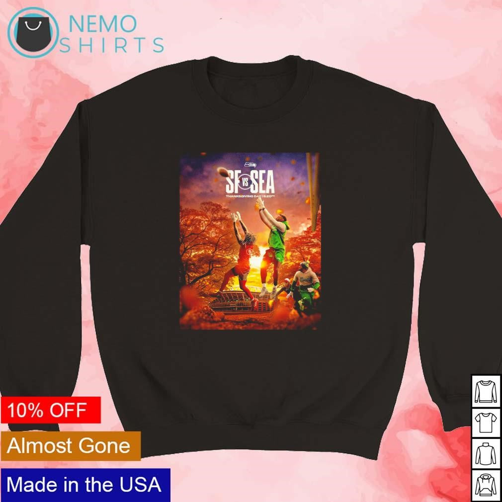 SF 49ers vs Seattle Seahawks Thanksgiving at our - Adult & Kids T-Shirts, Sweatshirts & Hoodies apparel design preview 5