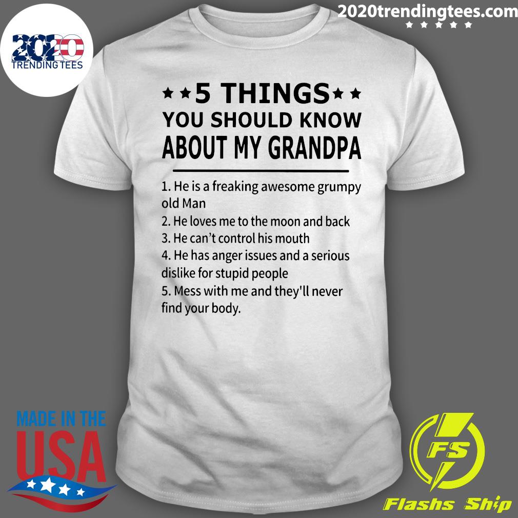 5 Things You Should Know About My Grandpa - Adult & Kids T-Shirts, Sweatshirts & Hoodies apparel design preview 1