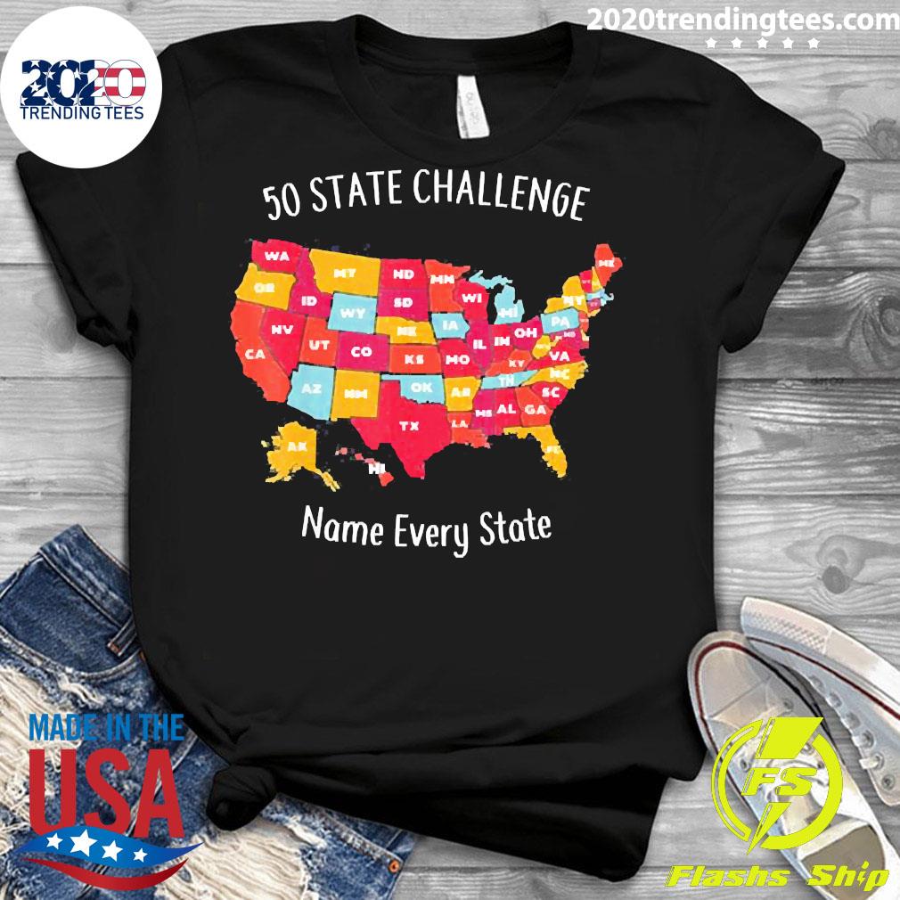 50 State Challenge Name Every US - Adult & Kids T-Shirts, Sweatshirts & Hoodies apparel design preview 3