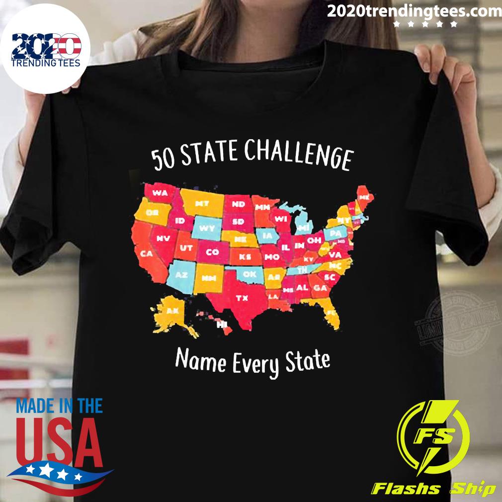 50 State Challenge Name Every US - Adult & Kids T-Shirts, Sweatshirts & Hoodies apparel design preview 1