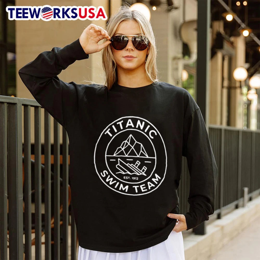 Titanic Swim Team Est 1912 With Iceberg And Ship Logo - Adult & Kids T-Shirts, Sweatshirts & Hoodies apparel design preview 4