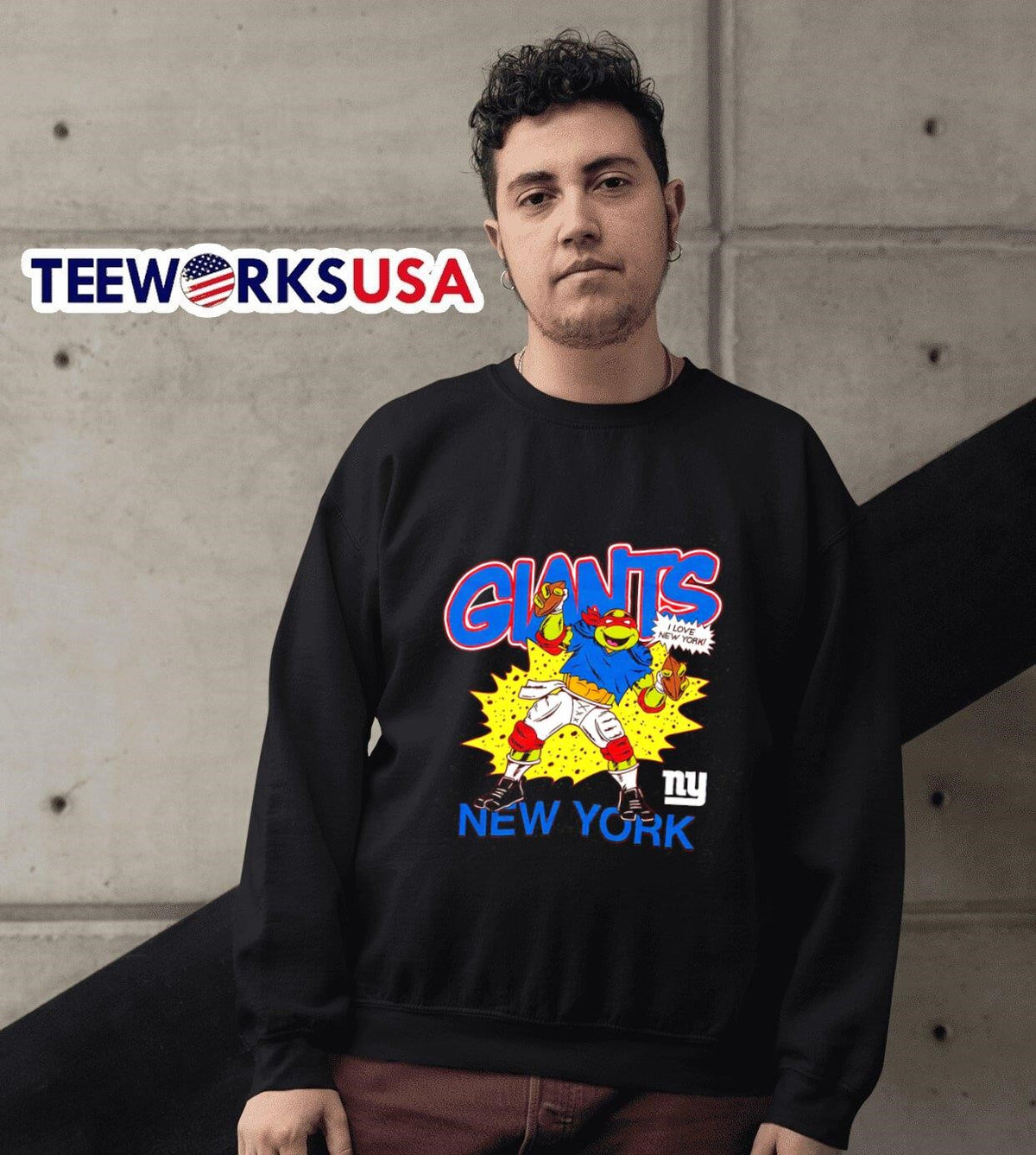 TMNT Raphael x New York Giants I love - Adult & Kids T-Shirts, Sweatshirts & Hoodies apparel design preview 3