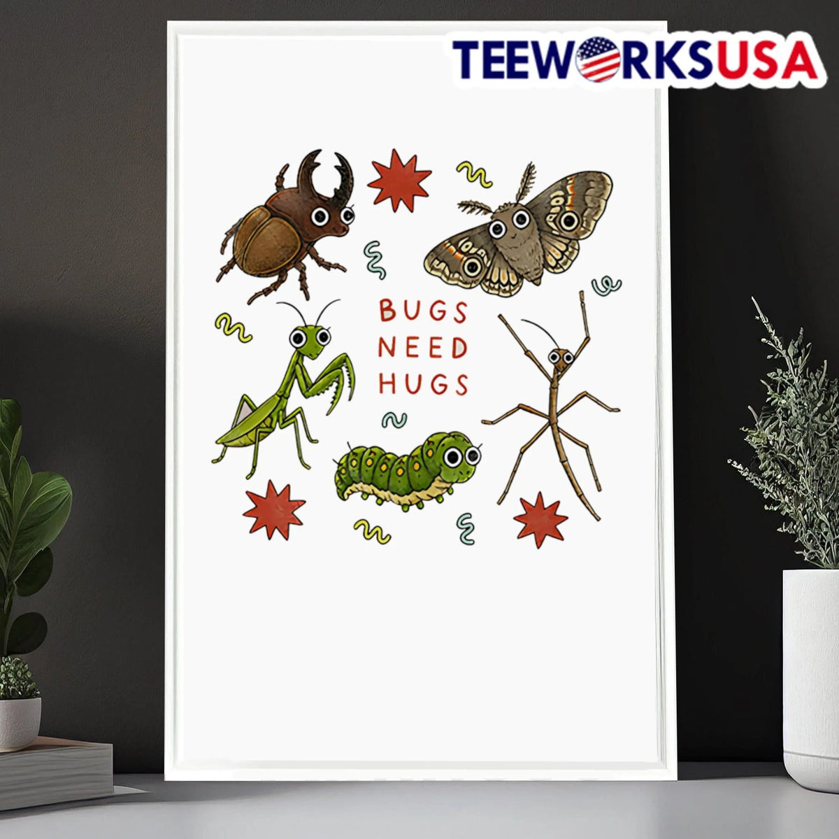 Bugs Need Hugs Science Teacher Cute Insect Friends - Adult & Kids T-Shirts, Sweatshirts & Hoodies apparel design preview 6