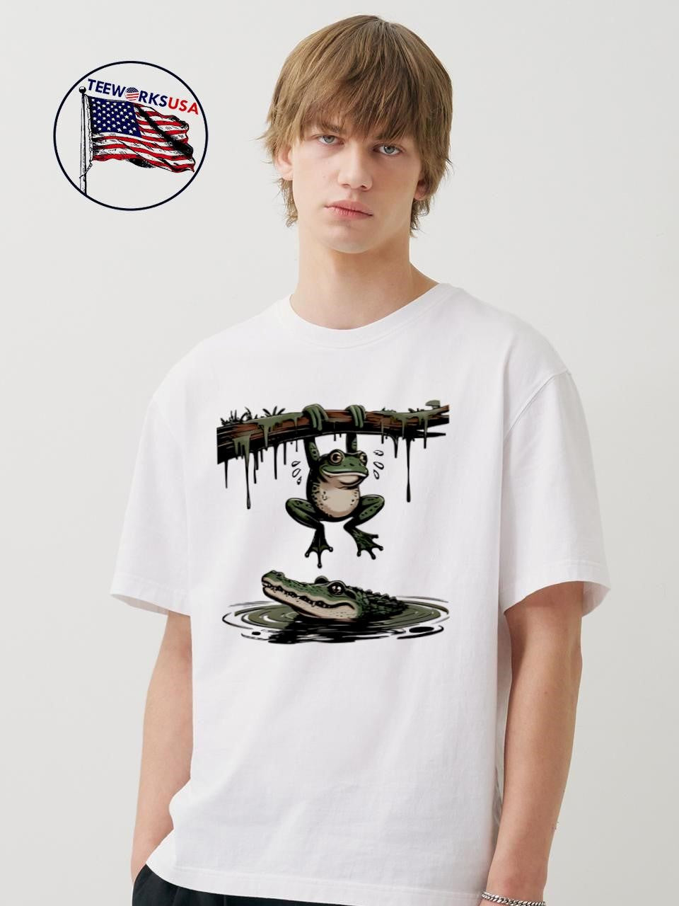 Frog and Alligator - Adult & Kids T-Shirts, Sweatshirts & Hoodies apparel design preview 1