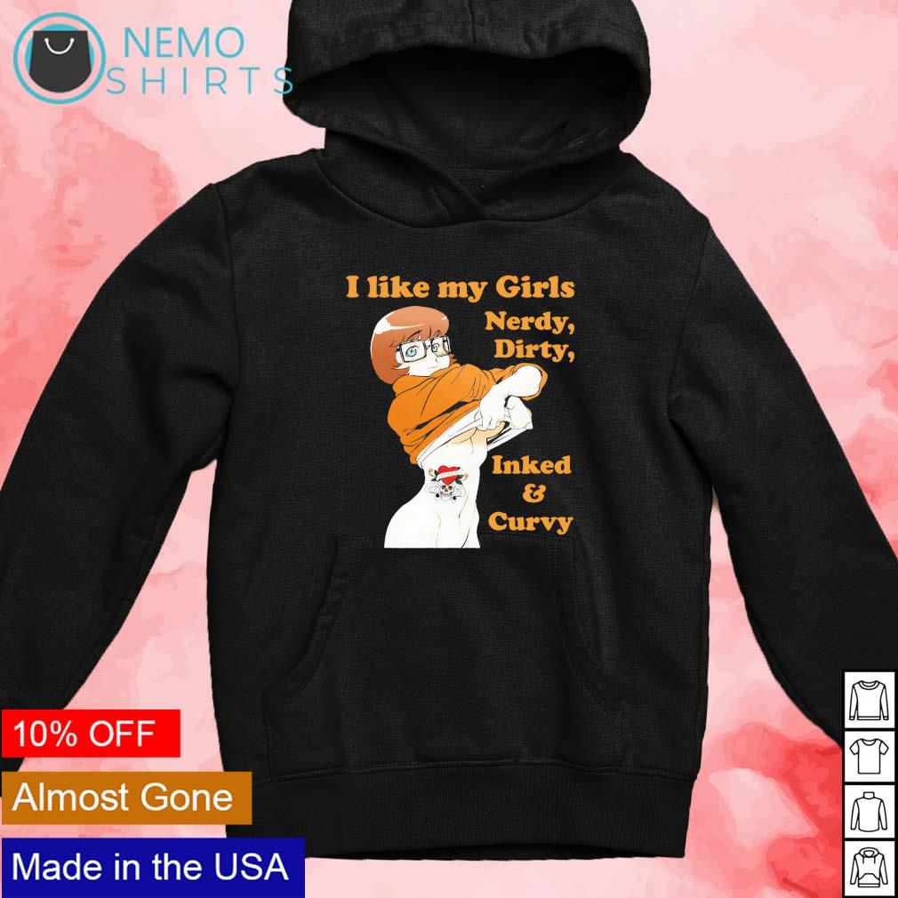 I like my girls nerdy dirty inked and curvy - Adult & Kids T-Shirts, Sweatshirts & Hoodies product image 2
