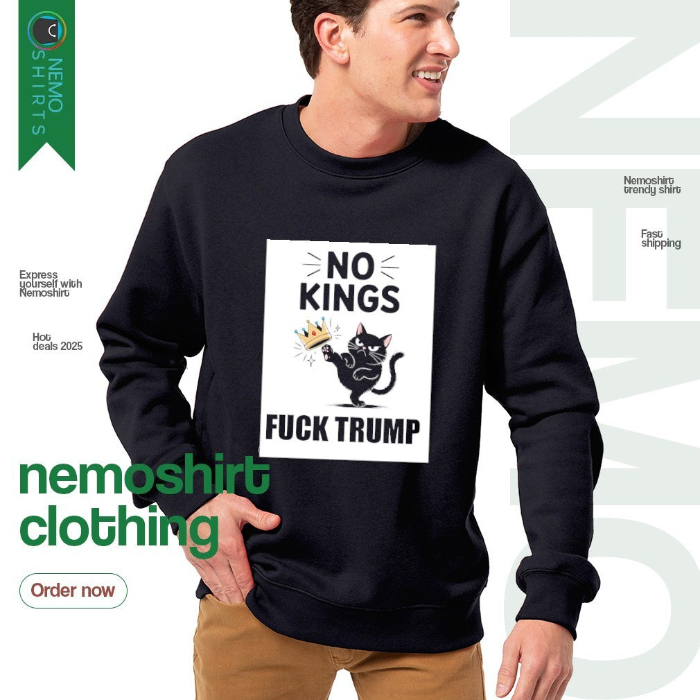 No kings fuck Trump black cat - Adult & Kids T-Shirts, Sweatshirts & Hoodies apparel design preview 4