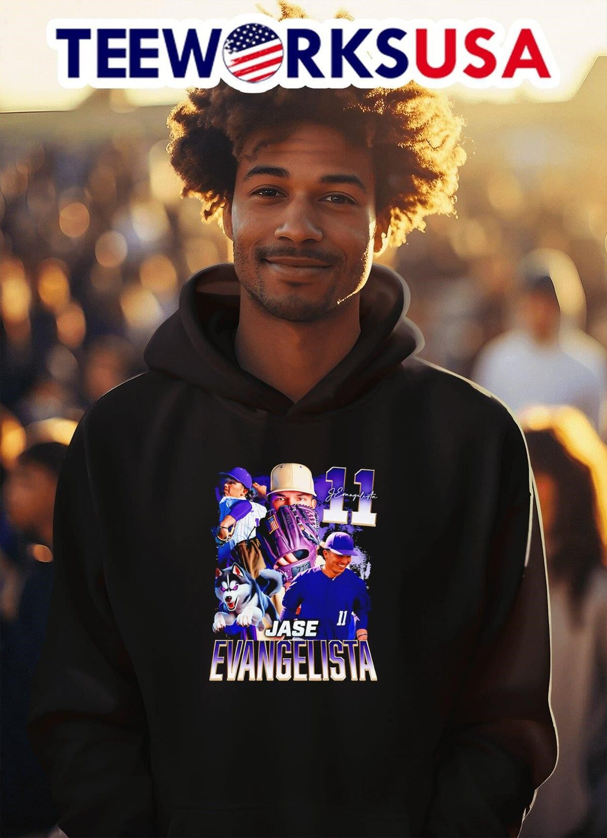 Jase Evangelista Washington Huskies baseball retro - Adult & Kids T-Shirts, Sweatshirts & Hoodies apparel design preview 2