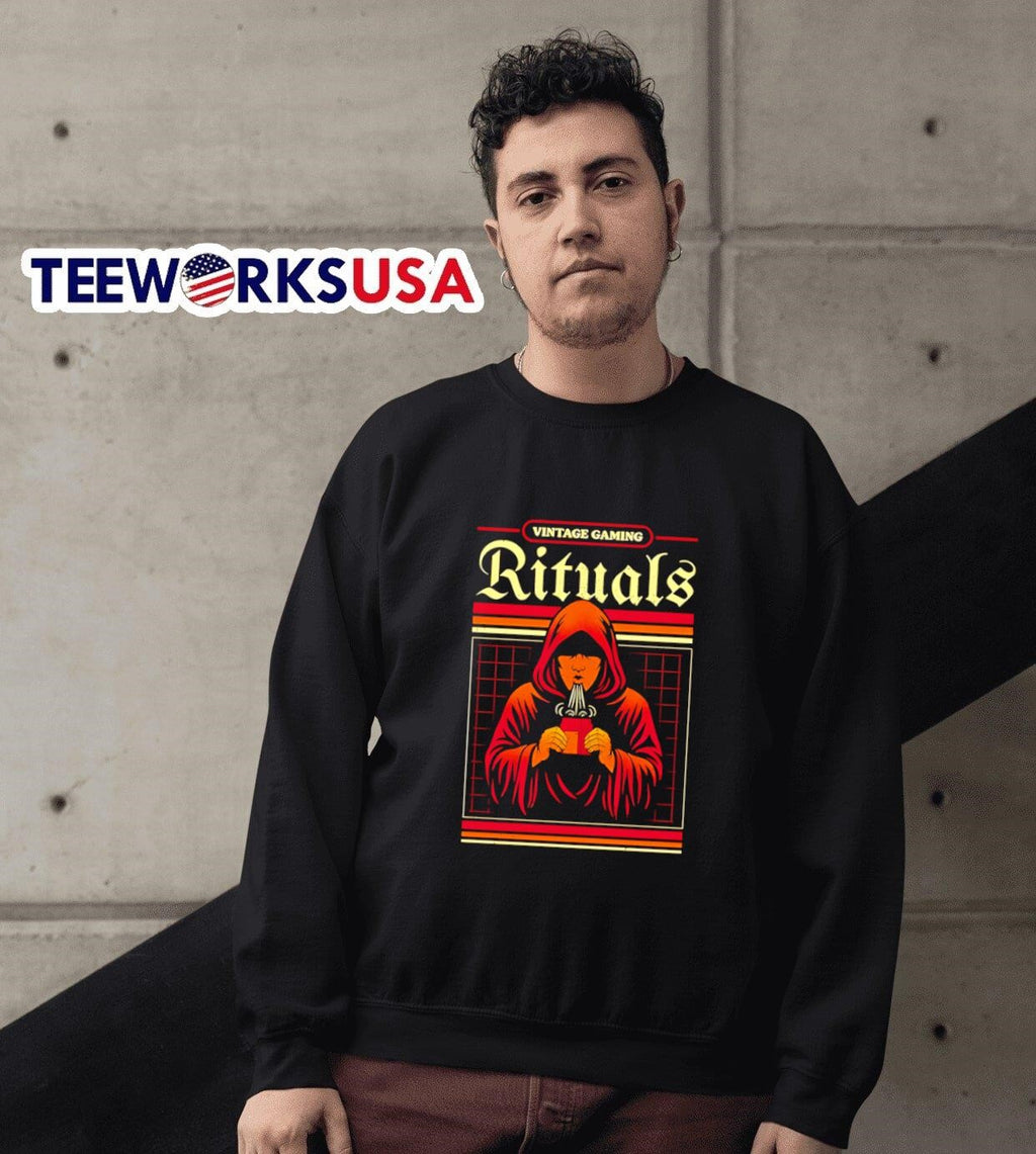 Vintage Gaming Rituals - Adult & Kids T-Shirts, Sweatshirts & Hoodies apparel design preview 6