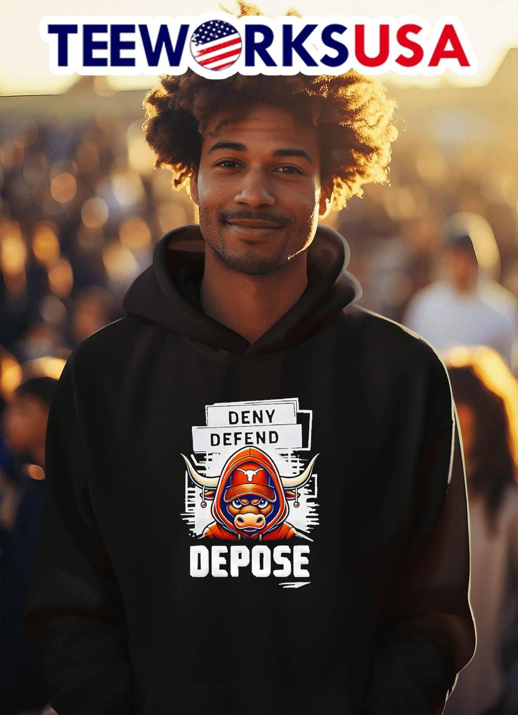 Texas Longhorns deny defend depose - Adult & Kids T-Shirts, Sweatshirts & Hoodies apparel design preview 2