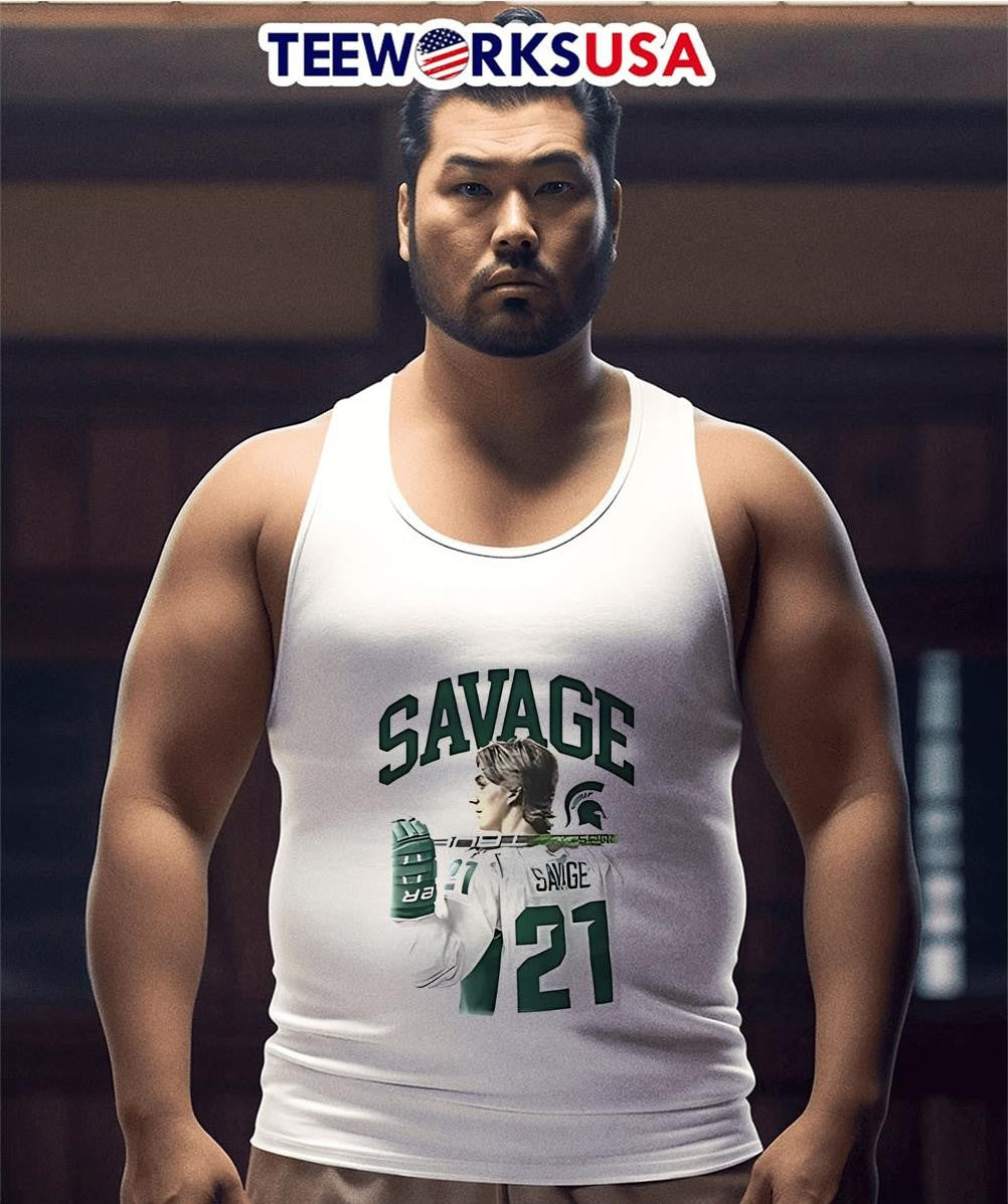 Savage #21 Michigan State Spartans Hockey Player - Adult & Kids T-Shirts, Sweatshirts & Hoodies apparel design preview 3