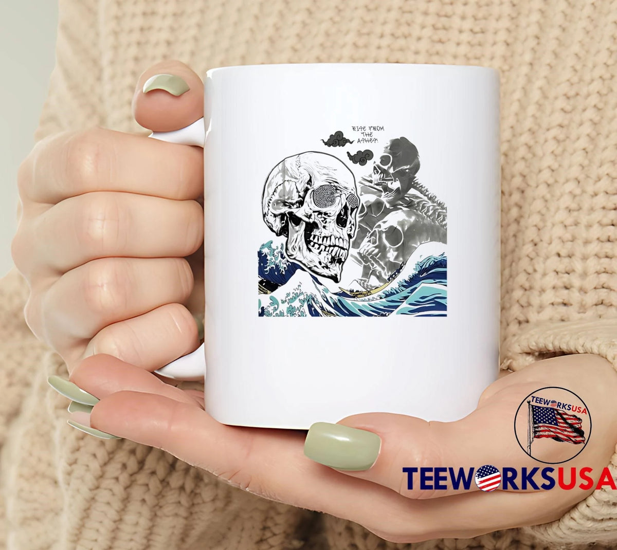Rise From The Ashes Skull Wave - Adult & Kids T-Shirts, Sweatshirts & Hoodies apparel design preview 4