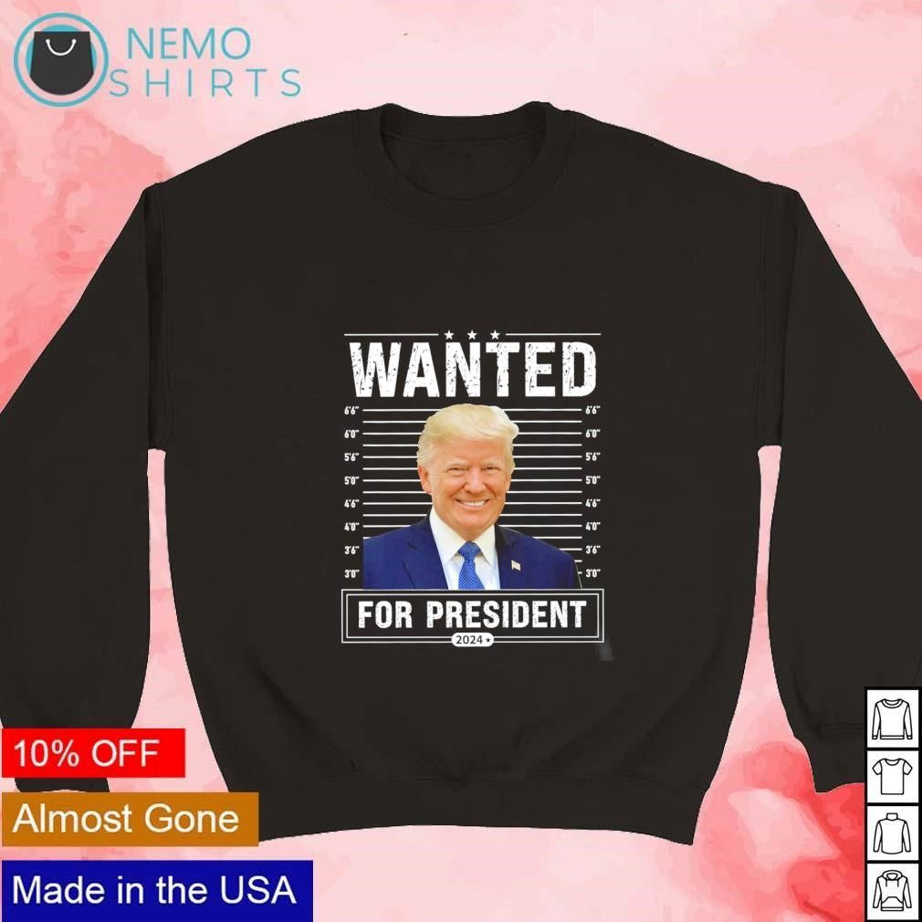 Trump smile wanted for president 2024 mugshot - Adult & Kids T-Shirts, Sweatshirts & Hoodies apparel design preview 3